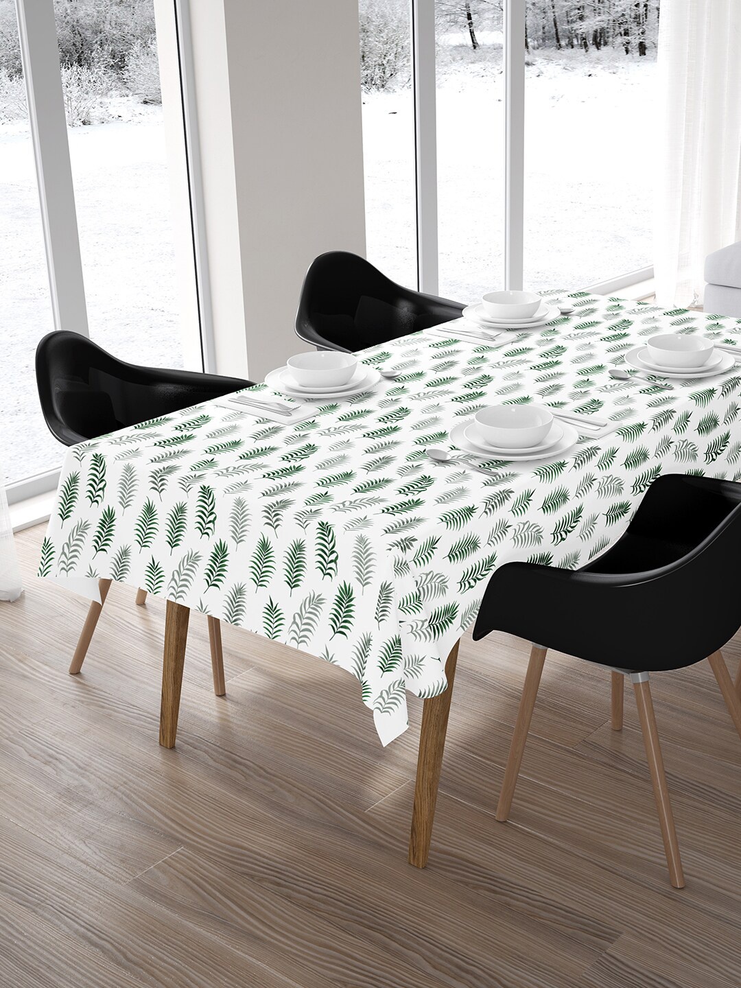 

Encasa Homes White Cotton Printed 6 Seater Table Cloth
