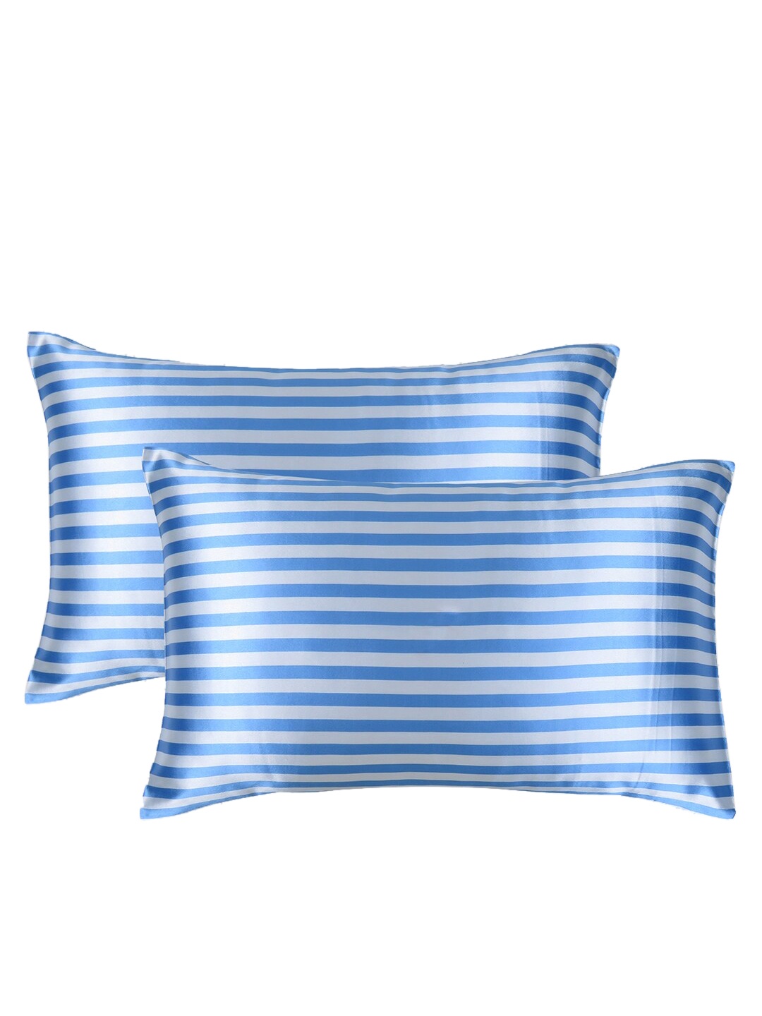 

OUSSUM Pack Of 2 Blue & White Striped Pillow Covers