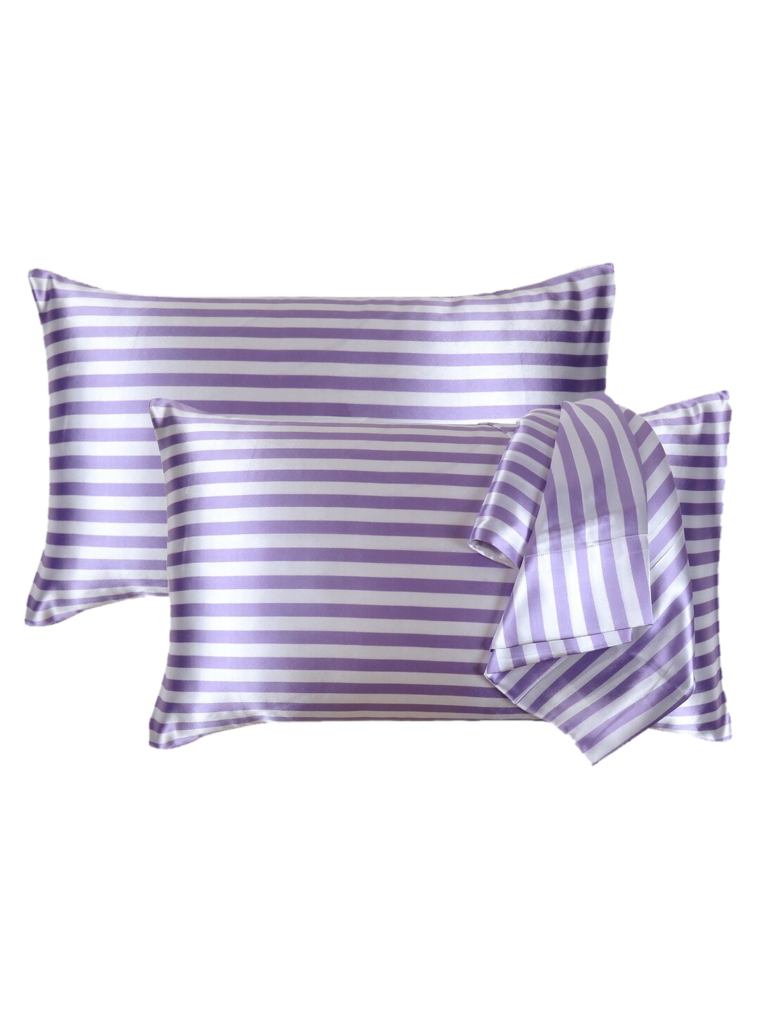 

OUSSUM Pack Of 2 Lavender Colored Striped Pillow Covers