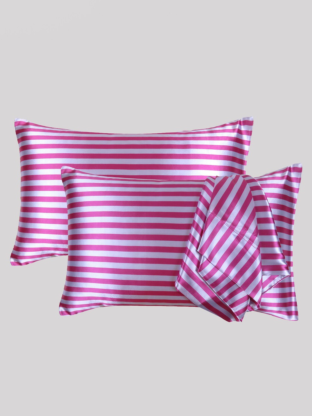 

OUSSUM Pack Of 2 Purple Striped Printed Pillow Covers