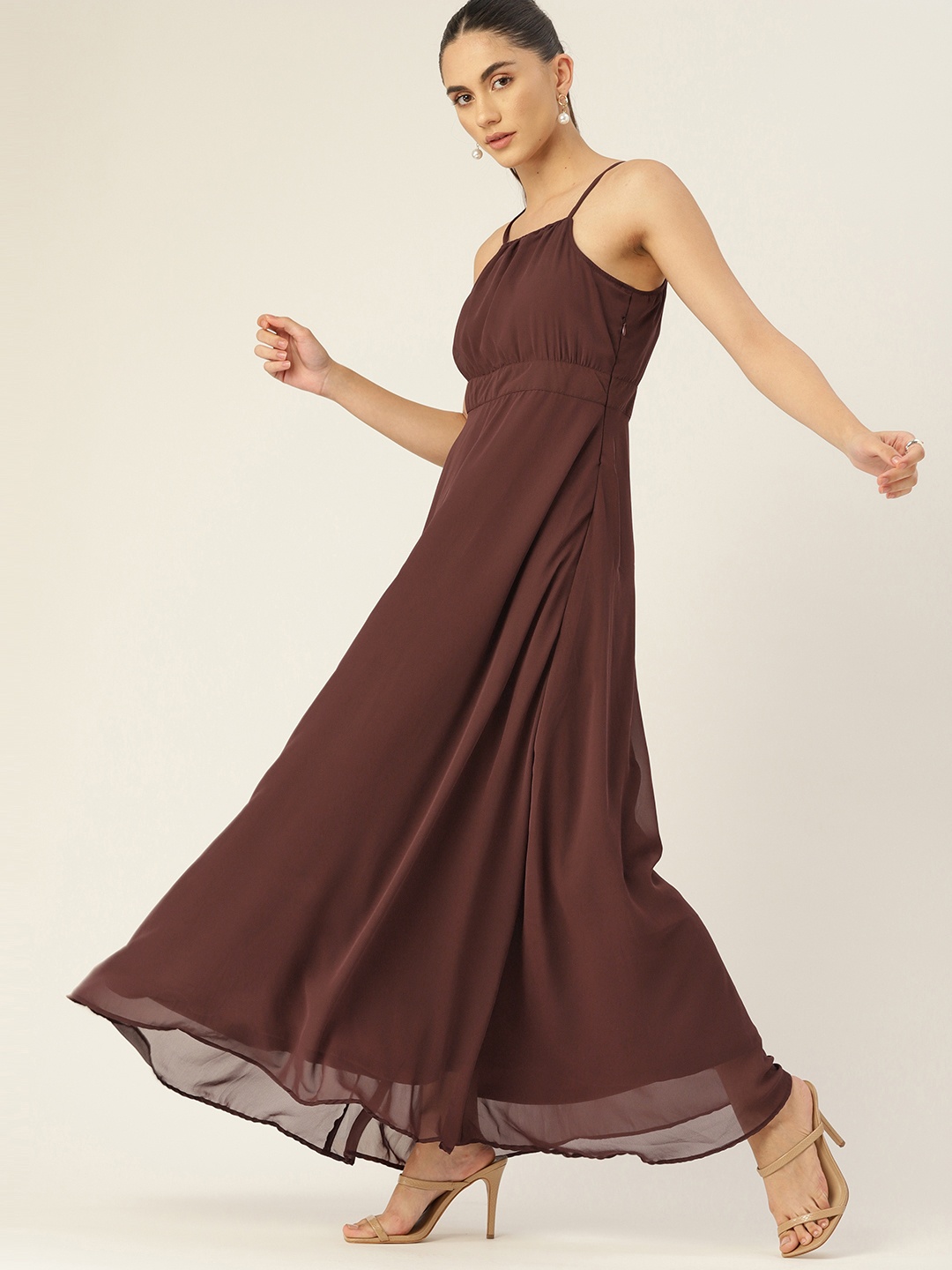 

DressBerry Coffee Brown A-Line Maxi Dress