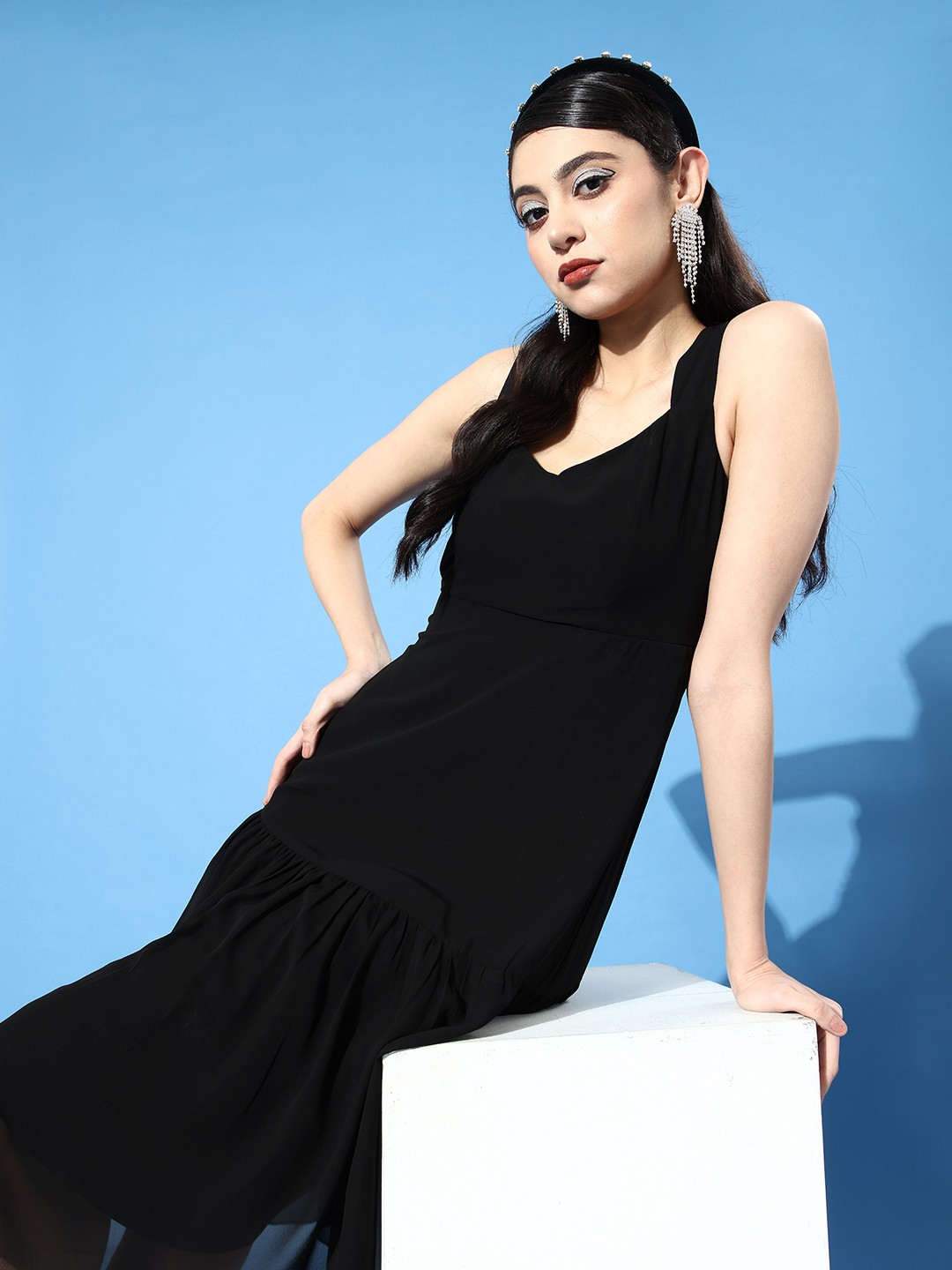 

DressBerry Women Black Solid Resort Wear Dress