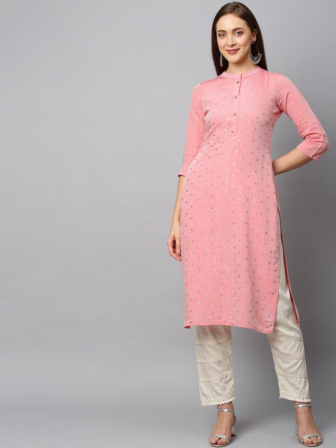 

FASHOR Women Pink Printed Kurta