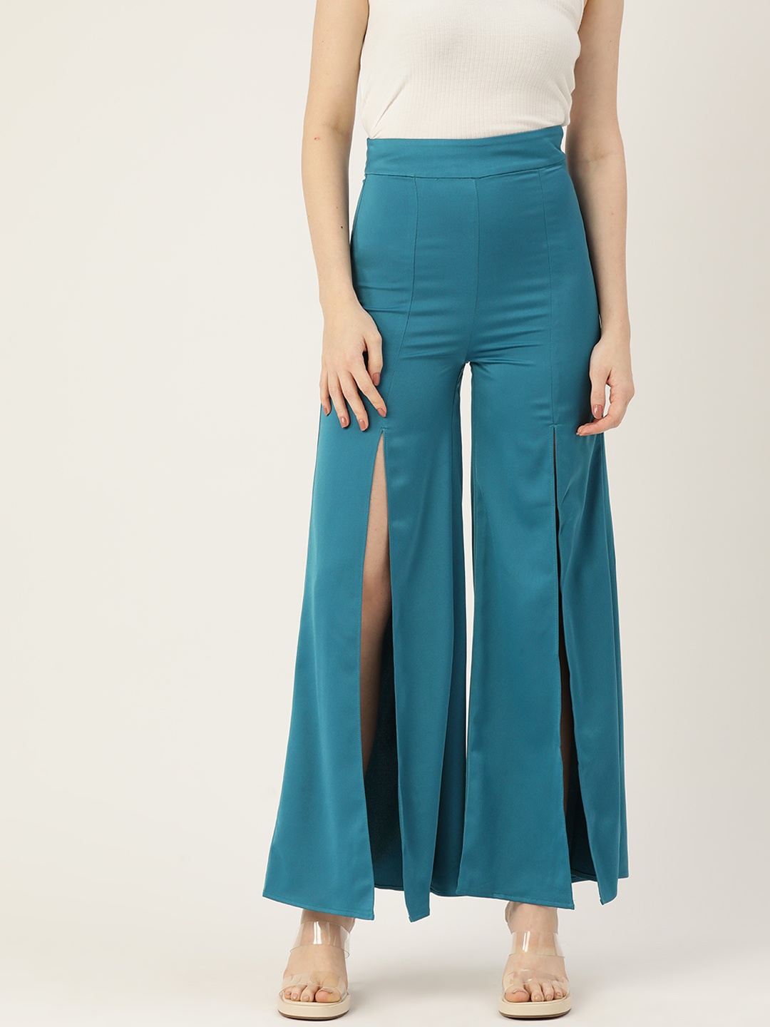 

FOREVER 21 Women High Slit Trousers, Teal