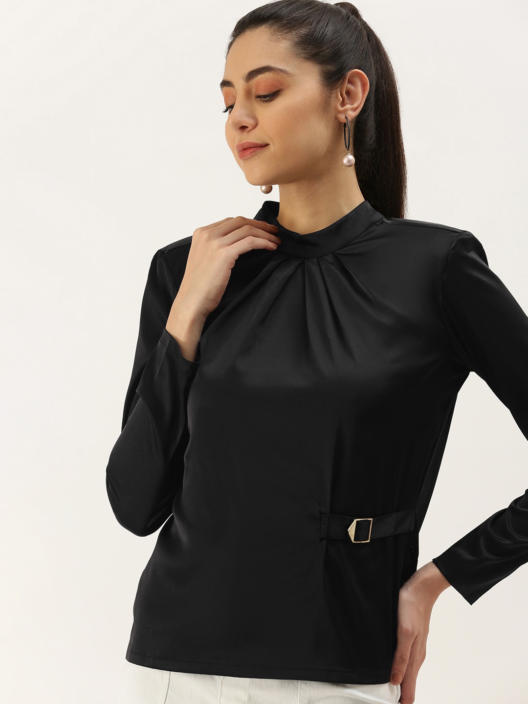 

FOREVER 21 Women Solid Full-Sleeve Top, Black