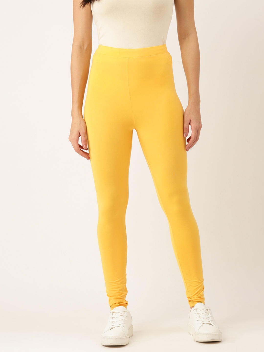 

FOREVER 21 Women Solid High Rise Leggings, Yellow