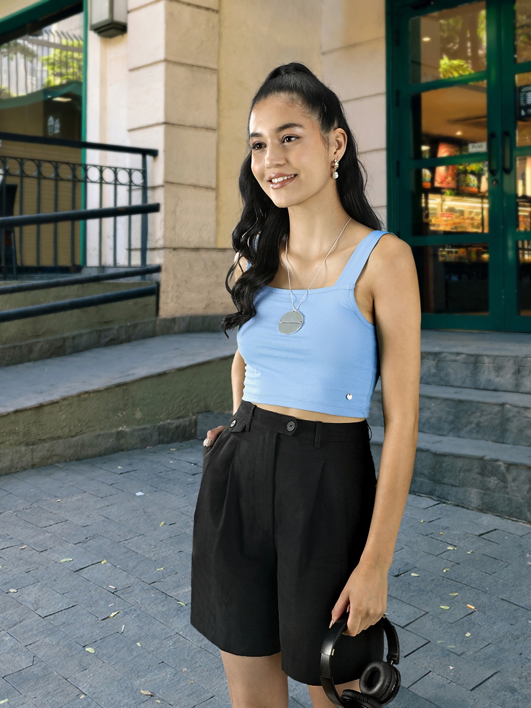 

FOREVER 21 Women Blue Bralette Crop Top