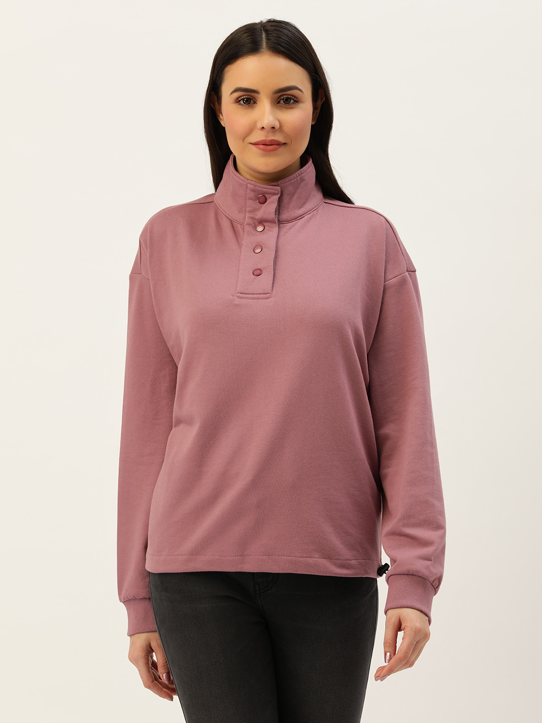 

FOREVER 21 Mauve Solid High Neck Top