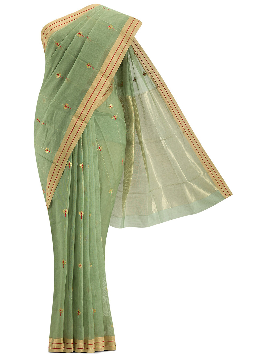

Nalli Next Grey & Cream-Coloured Woven Design Zari Silk Cotton Chanderi Saree