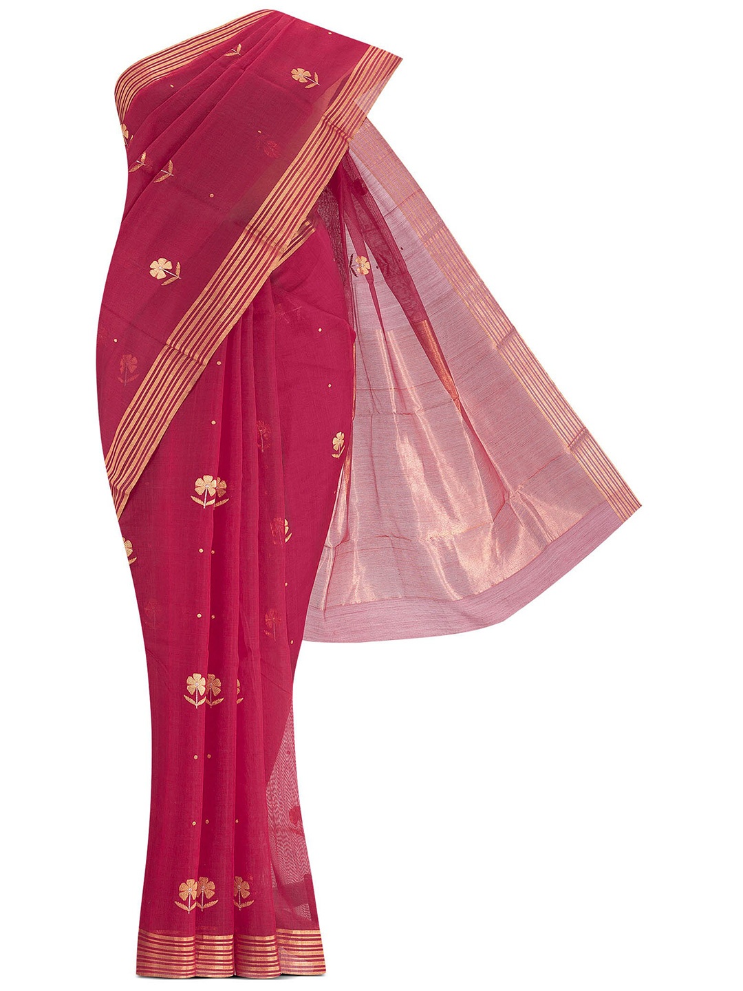 

Nalli Next Red & Gold Woven Design Zari Silk Cotton Chanderi Saree