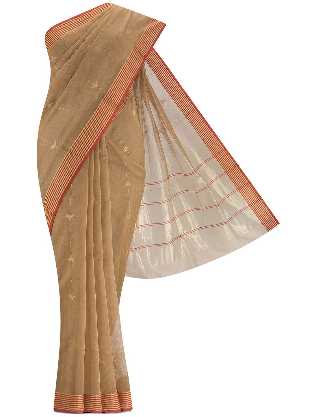 

Nalli Next Mustard & Pink Woven Design Zari Silk Cotton Chanderi Saree