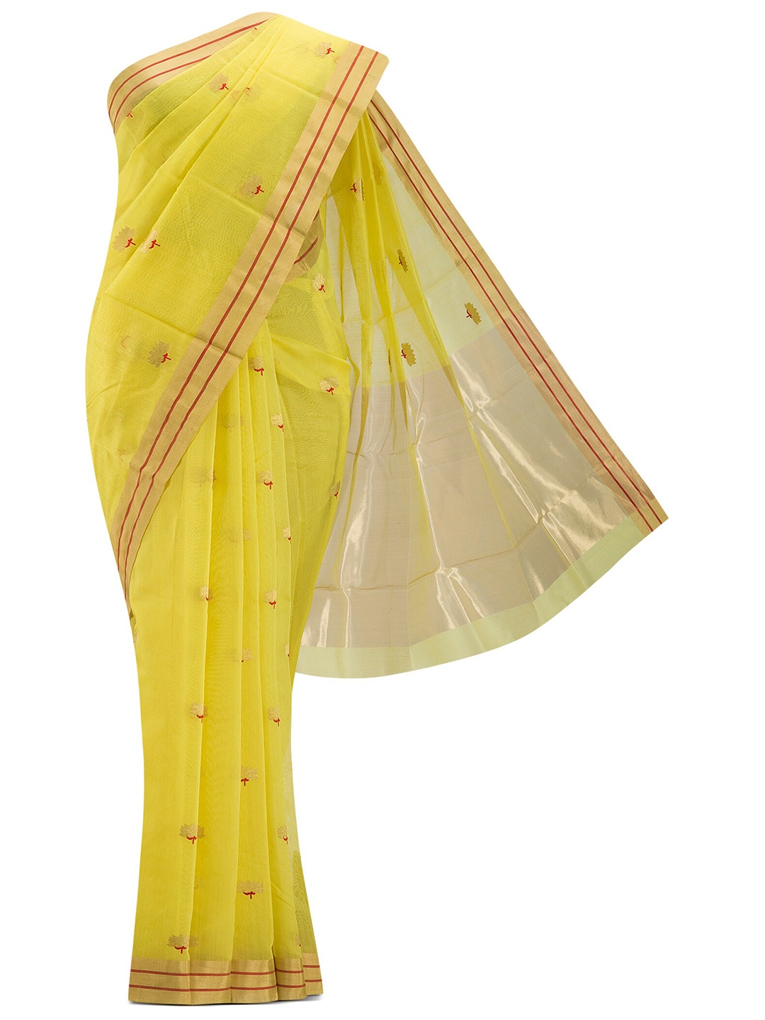 

Nalli Next Yellow & Red Woven Design Silk Cotton Chanderi Saree