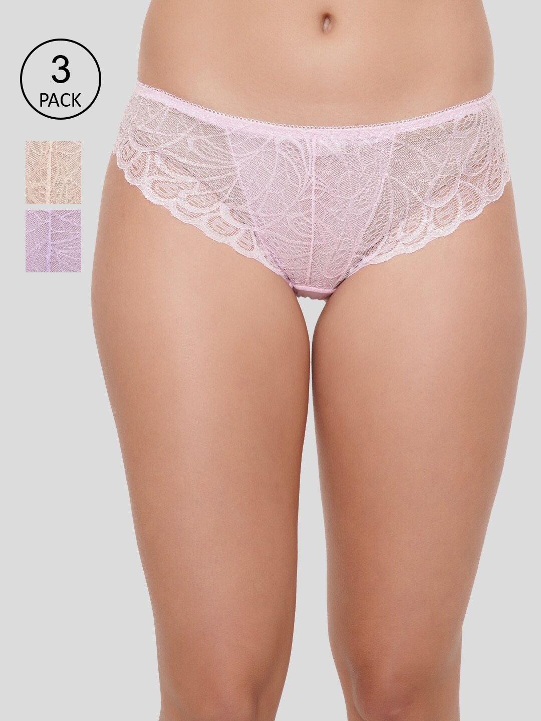 

Amour Secret Women Pack Of 3 Pink & Purple Self Design Bikini Briefs