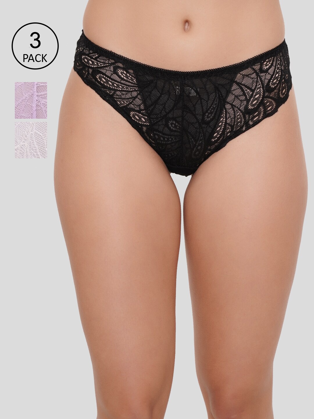 

Amour Secret Women Pack Of 3 Solid Bikini Briefs, Black