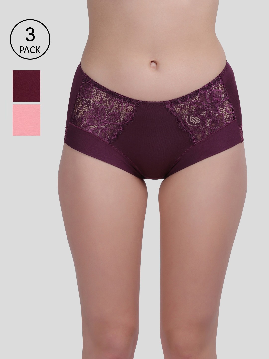 

Amour Secret Women Pack of 3 Briefs, Maroon