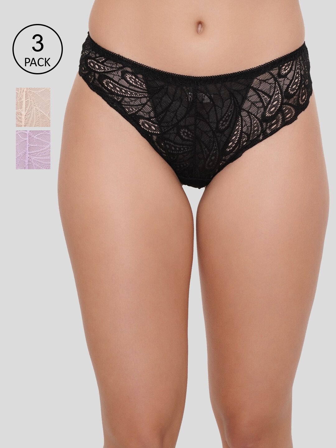 

Amour Secret Women Pack of 3 Leak proof Briefs P068_Blk_Prl_Skn-Black-Purple-Skin