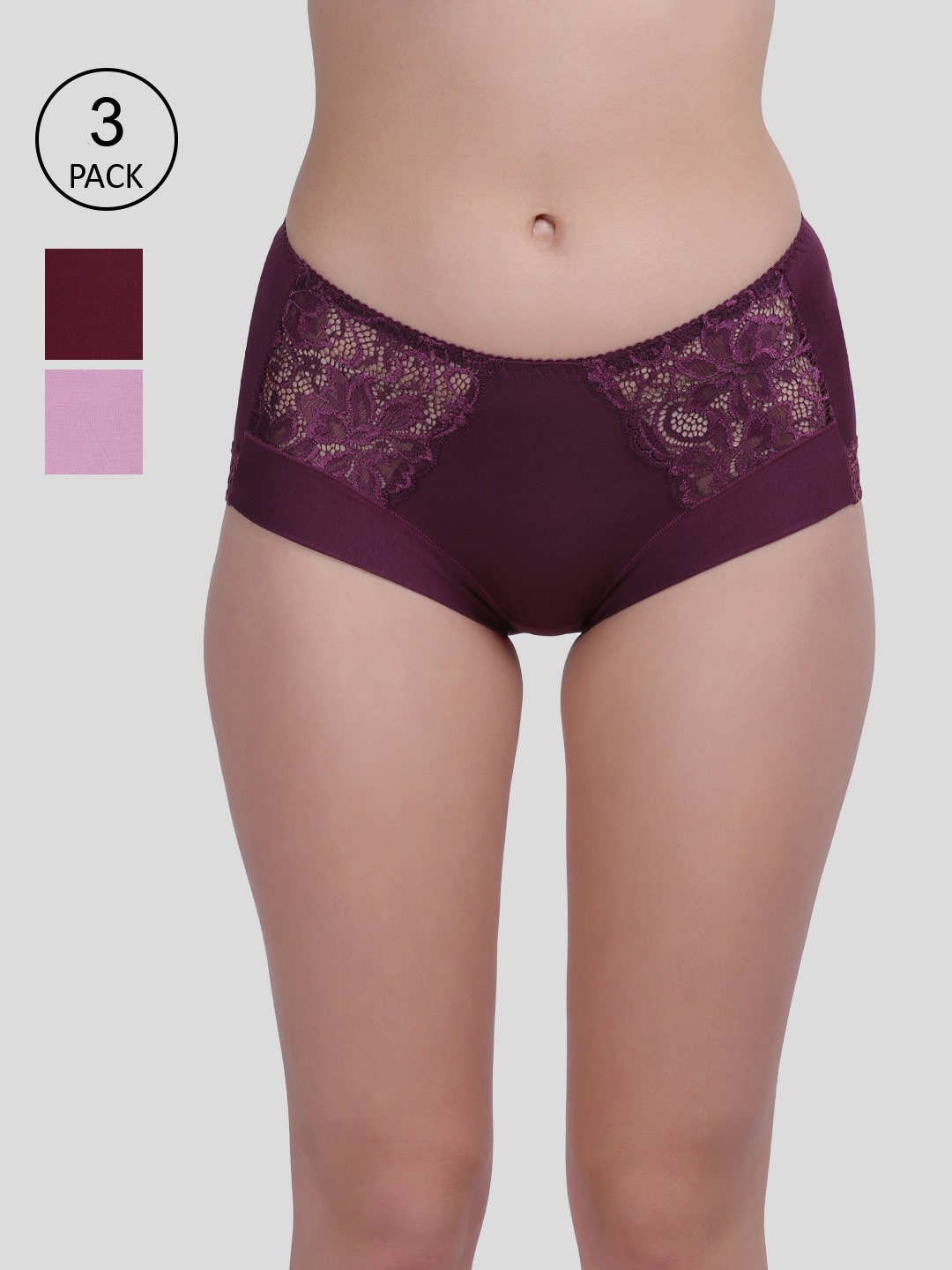 

Amour Secret Women Pack Of 3 Solid Bikini Briefs, Burgundy