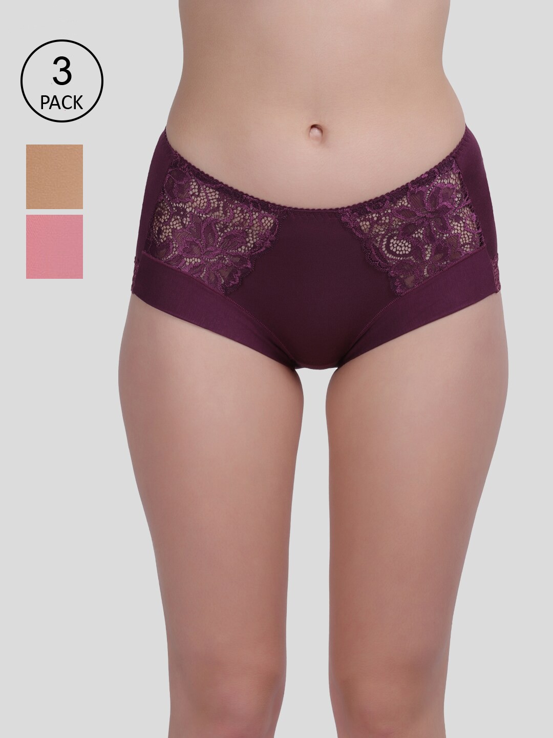 

Amour Secret Women Pack Of 3 Solid Briefs, Peach