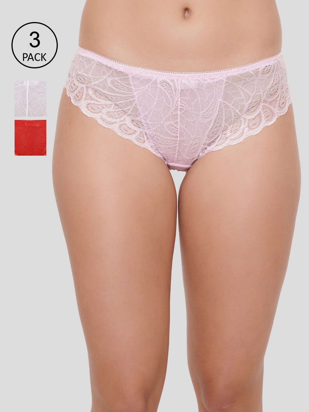 

Amour Secret Women Pack Of 3 Floral Lace Bikini Briefs, White