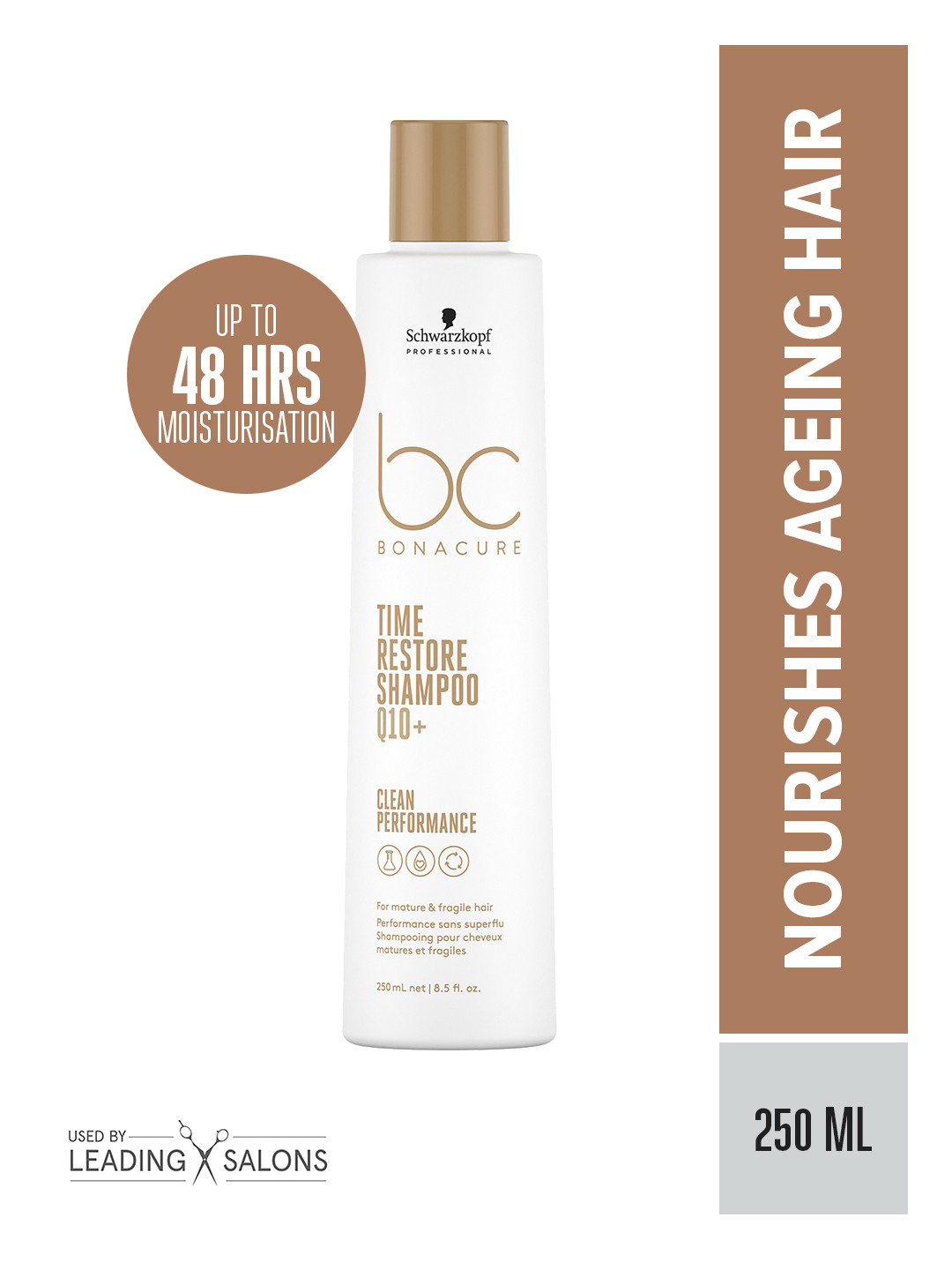 

Schwarzkopf PROFESSIONAL Bonacure Time Restore Shampoo with Q10+ For Mature Hair-250ml, Gold