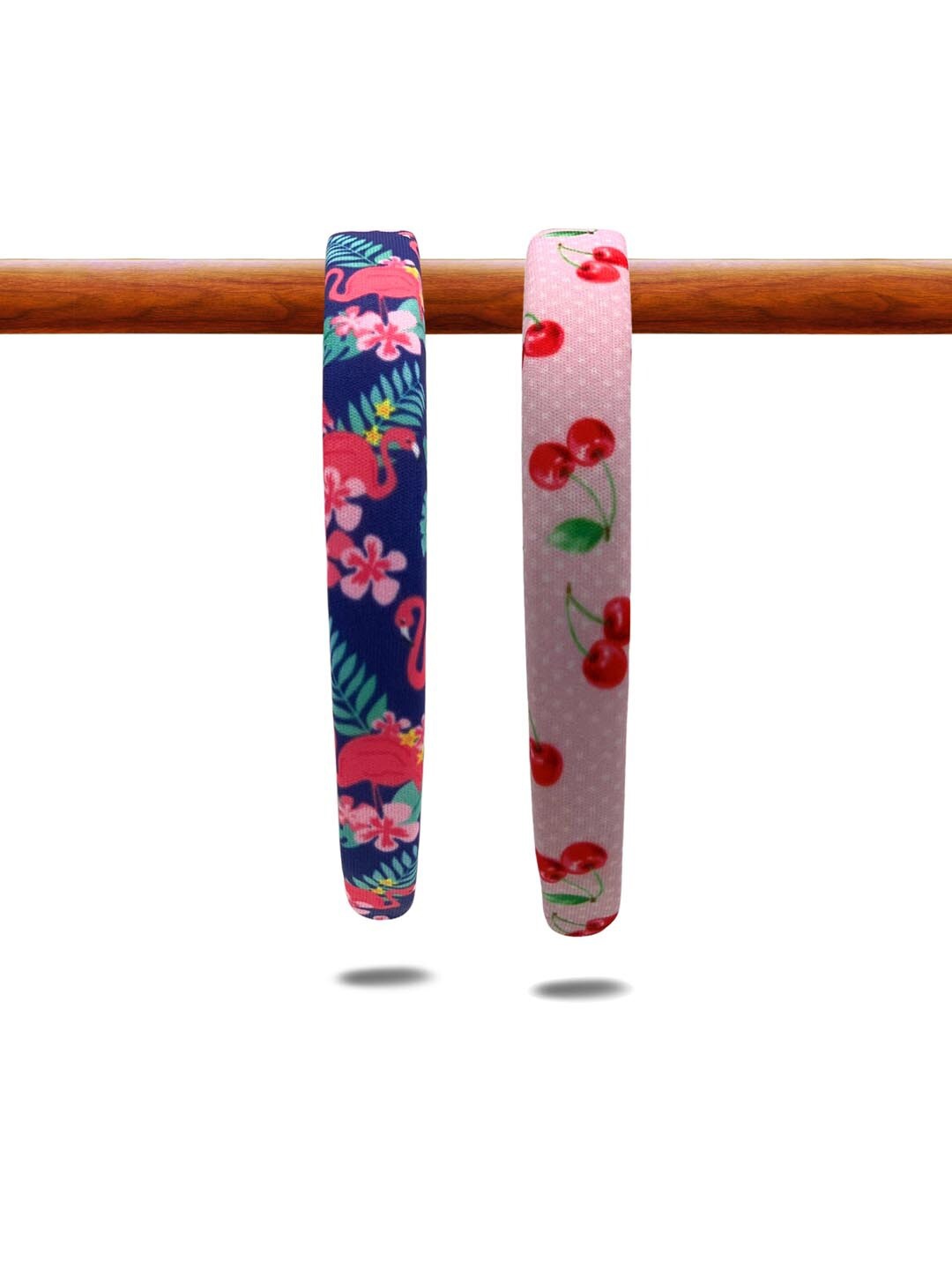 

KazarMax Girls Pink & Red Set of 2 Cherry and Flamingo Printed Hairband