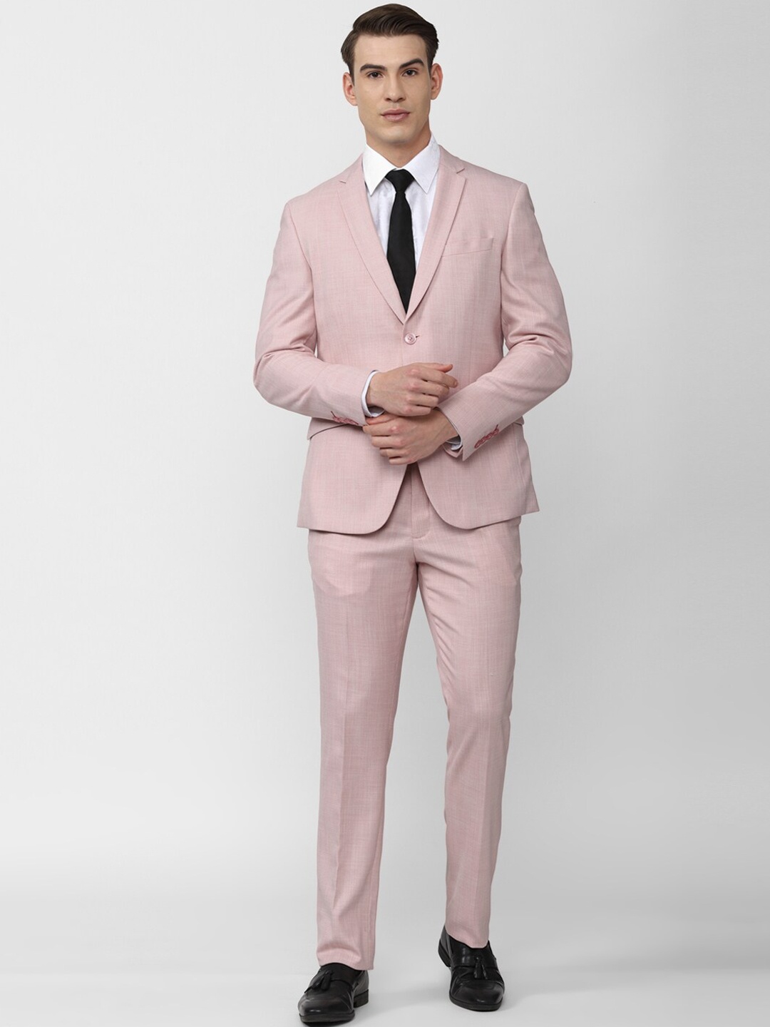 

V Dot Men Pink Solid Single Breasted Skinny-Fit 2-Piece Suits