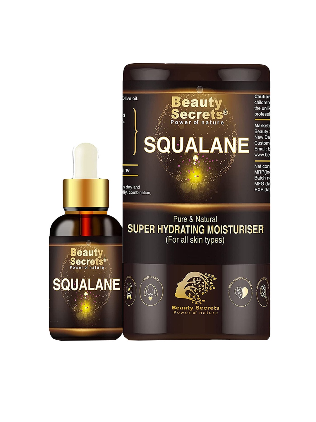 

Beauty Secrets Pure & Natural Organic Squalane Oil Super Hydrating Moisturiser - 30 ml, Brown