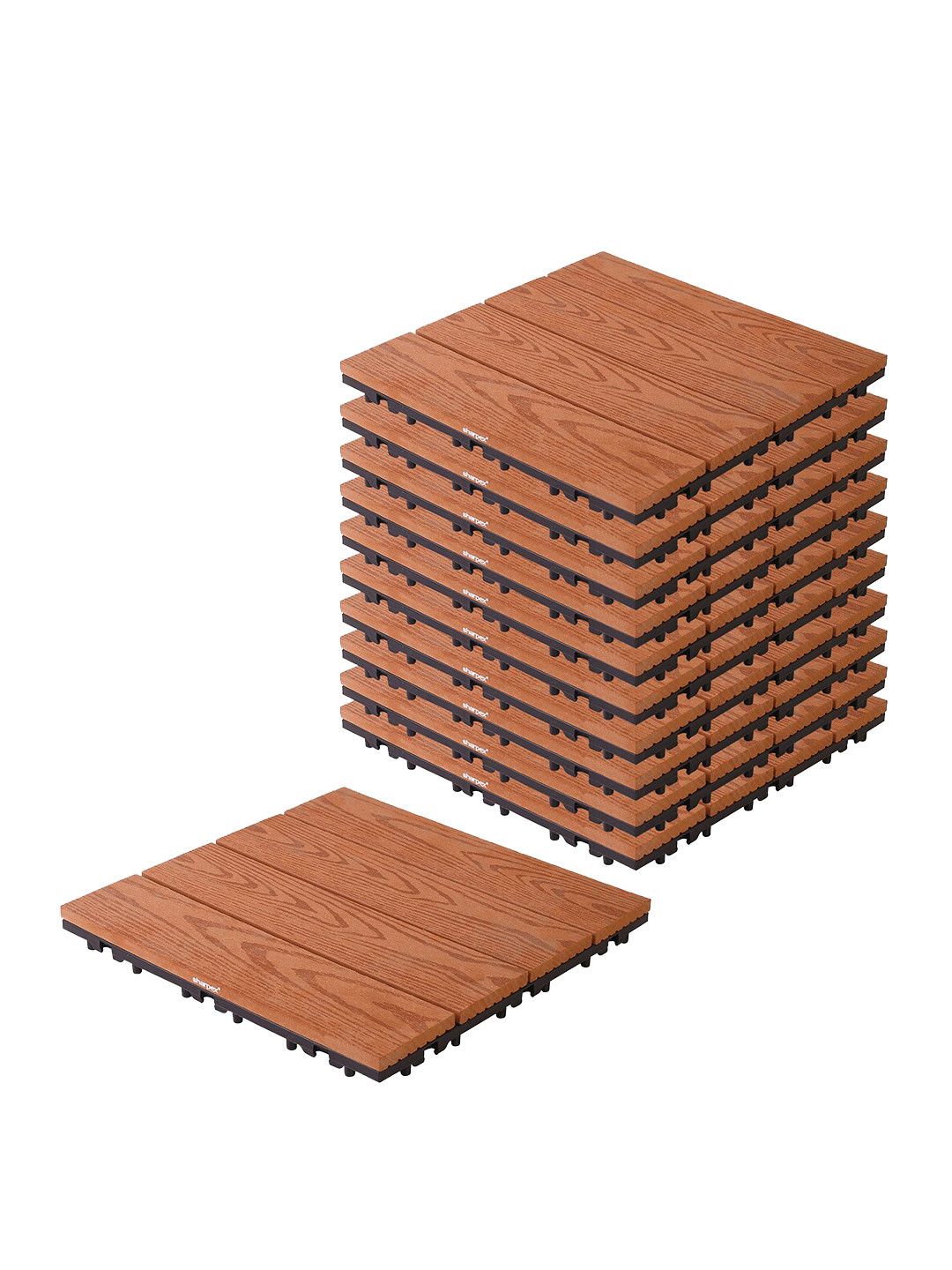 

Sharpex Set Of 10 Brown Wood Deck Tiles