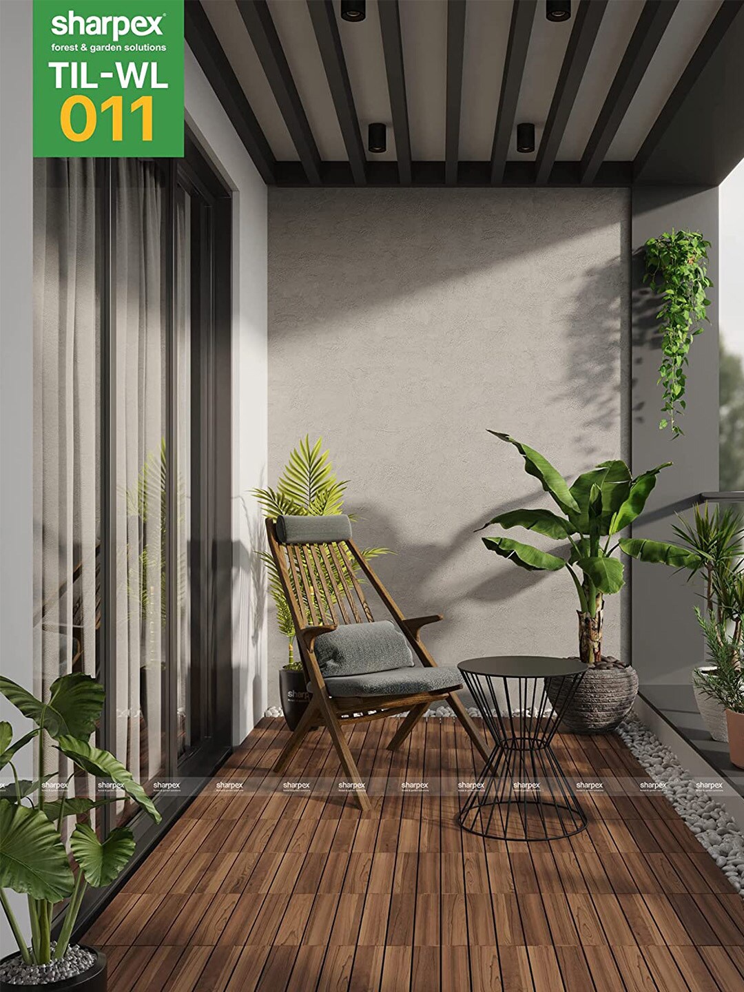 

Sharpex Pack Of 10 Brown Walnut Wood Deck Tiles