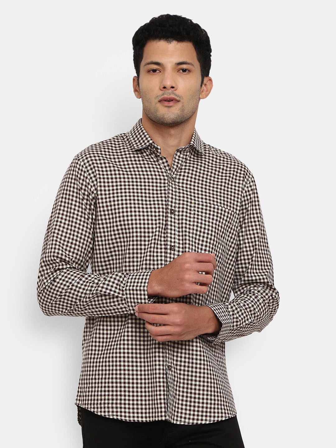 

V-Mart Men Brown Micro Checks Checked Casual Shirt