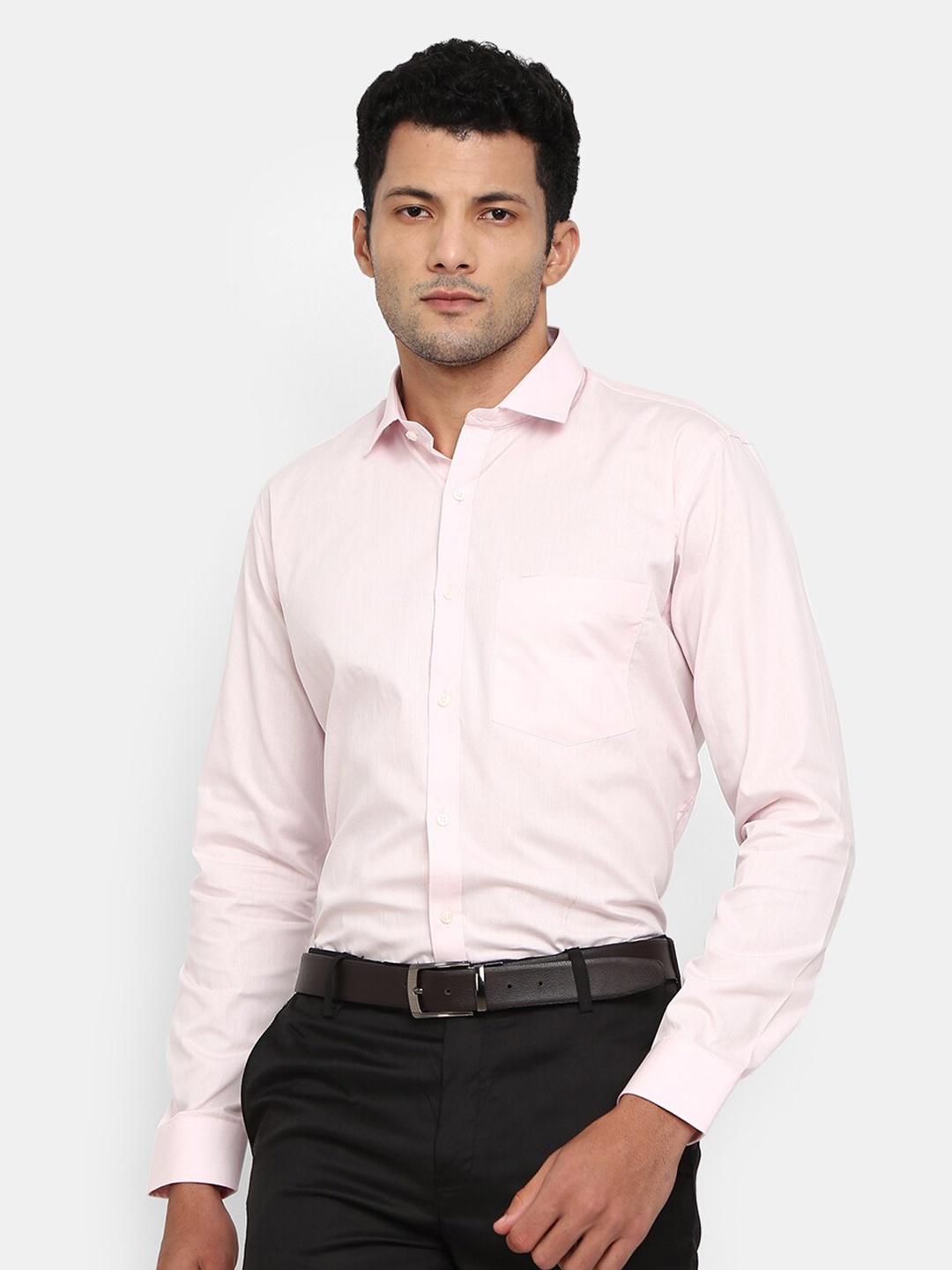 

J White by Vmart Men Pink Solid Formal Shirt