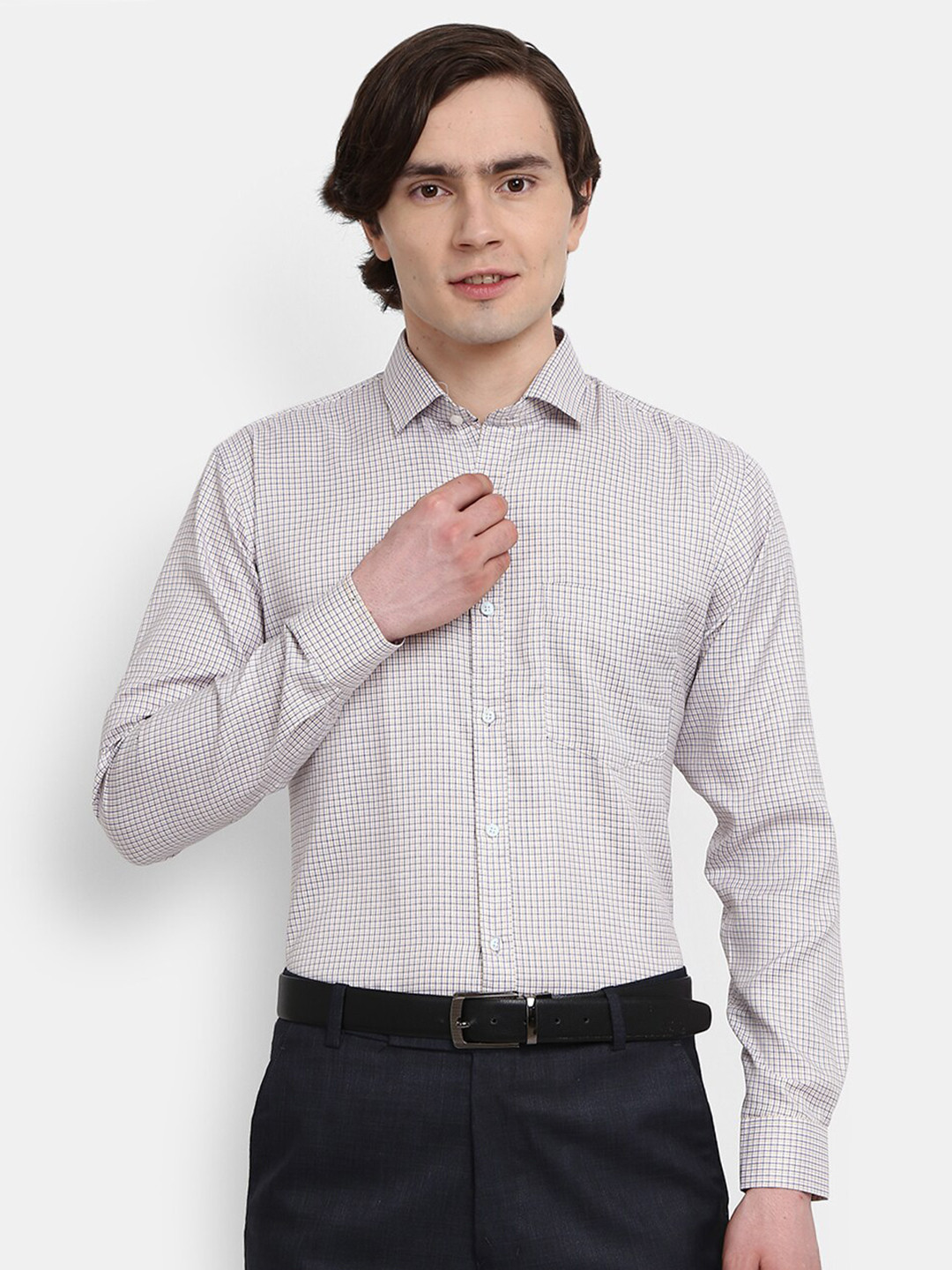 

J White by Vmart Men Blue Checked Formal Shirt