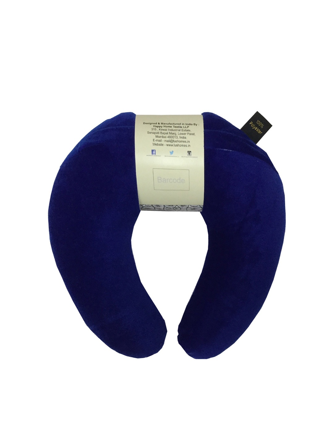 

Lushomes Blue U-Shaped Neck Pillow With Velvet Finish