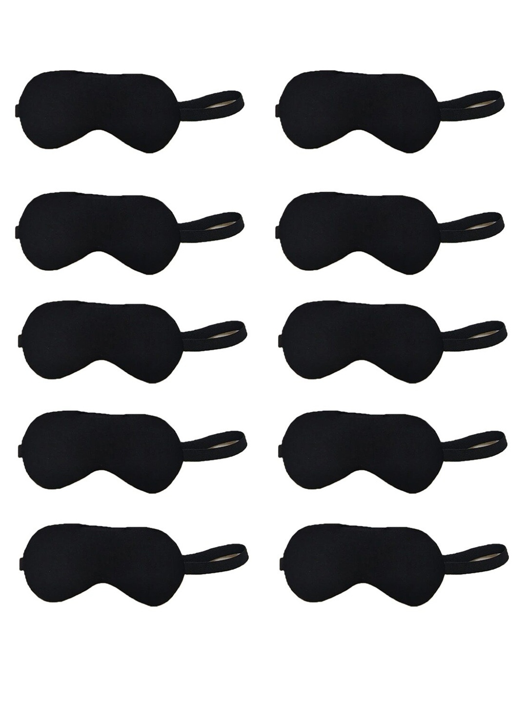 

Lushomes Unisex Set Of 10 Black Solid Cotton Comfortable Night Eye Mask