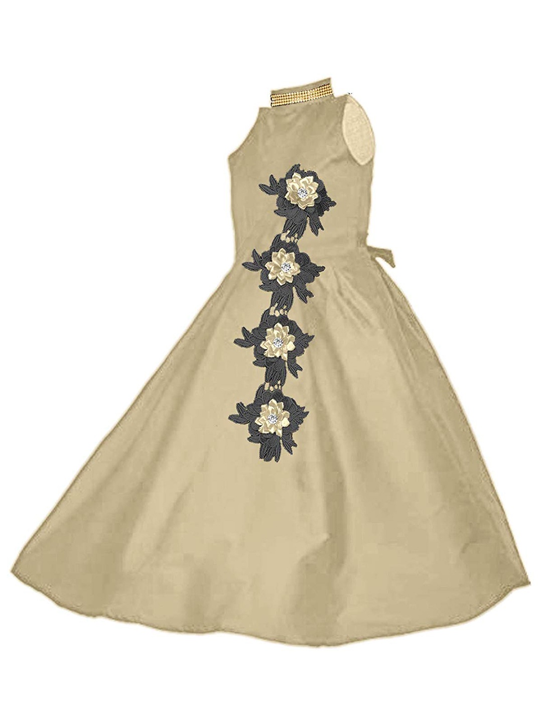 

White World Cream-Coloured Floral Embroidered Maxi Dress