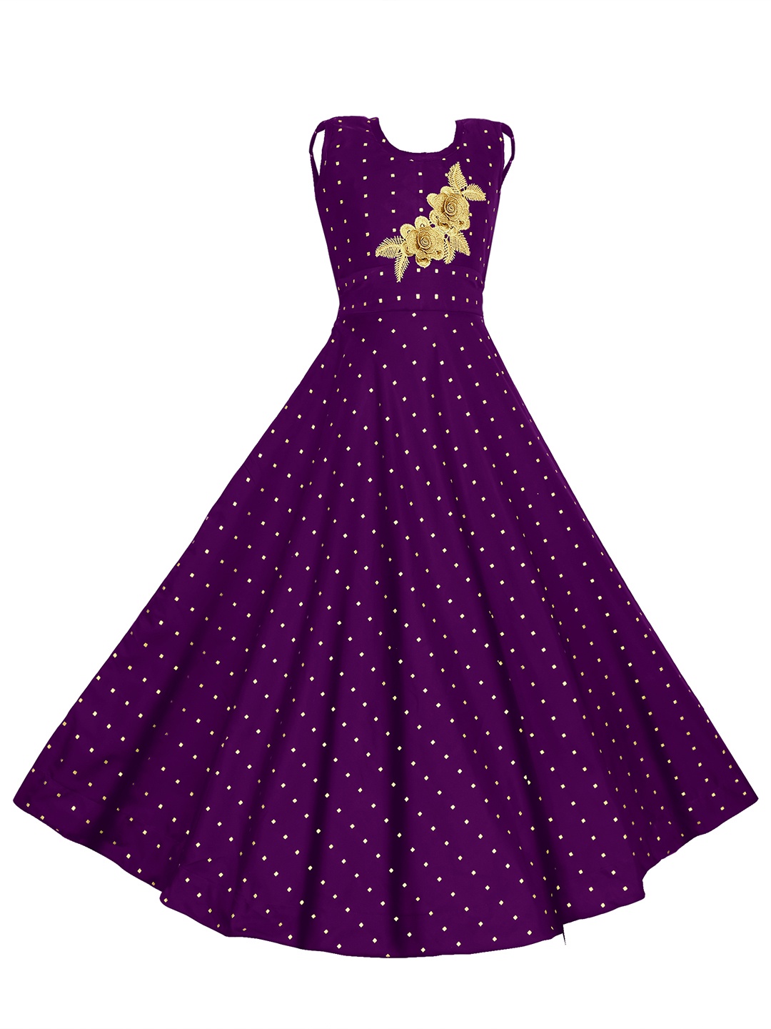 

White World Purple Embellished Satin Ethnic Maxi Dress