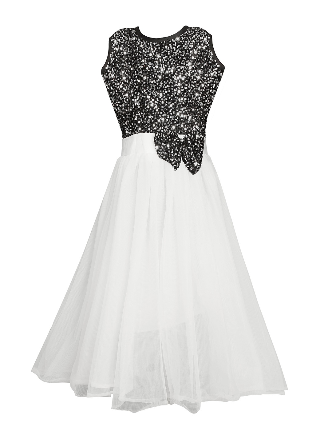 

White World Silver-Toned Embellished Net Maxi Dress