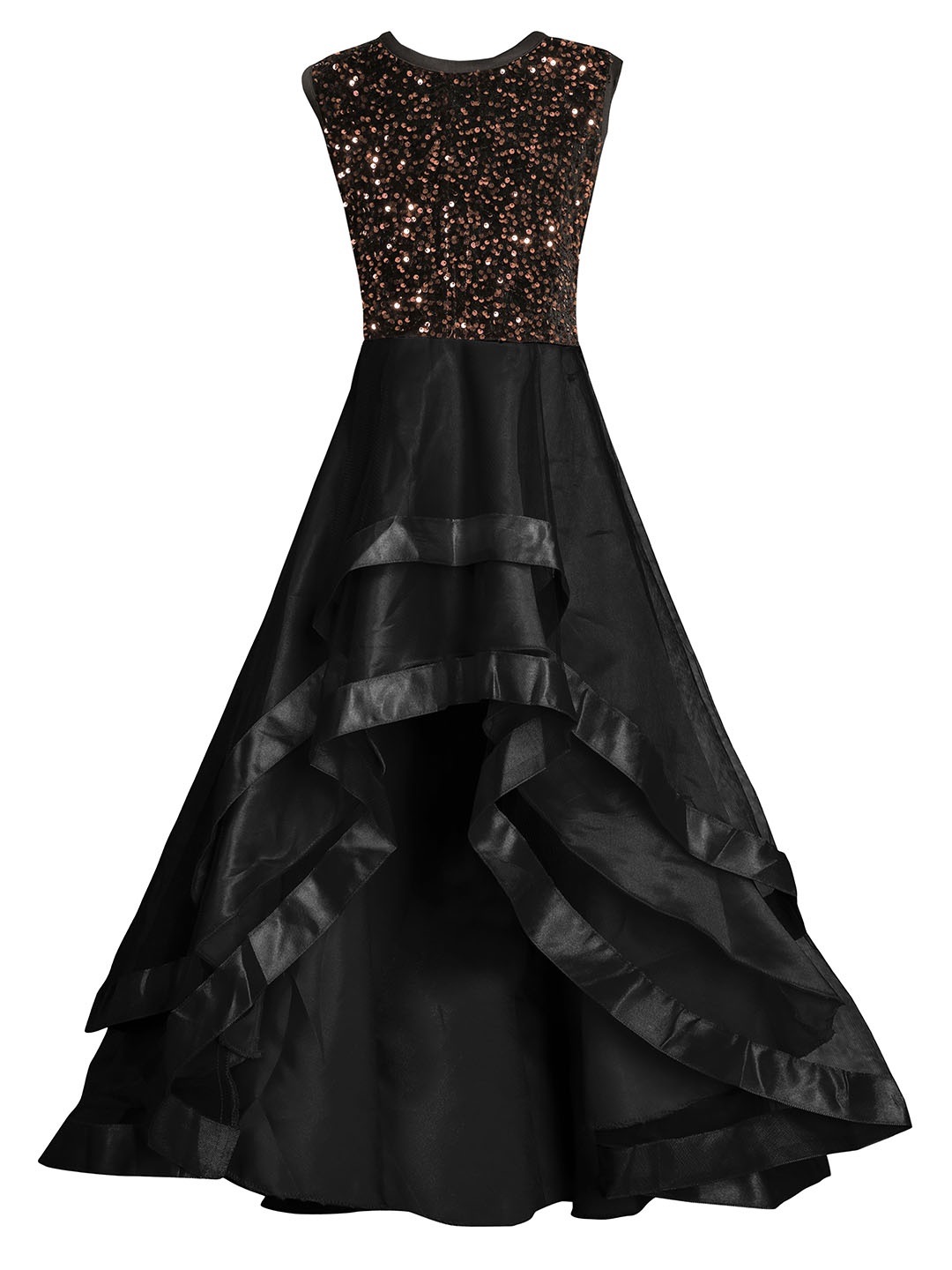 

White World Gold-Toned Floral Net Ethnic Maxi Dress