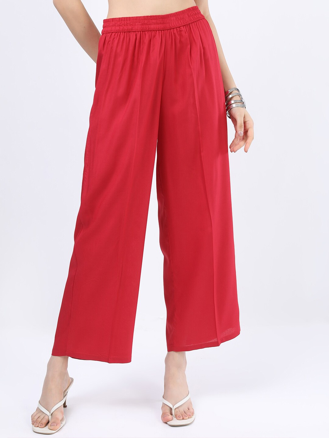 

Vishudh Women Red Ethnic Straight Palazzos
