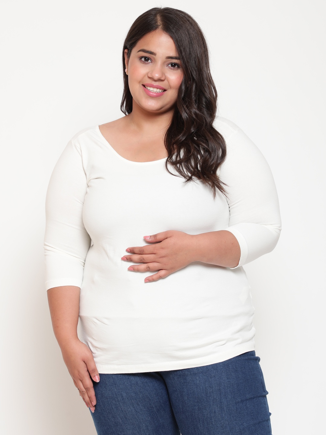 

Amydus Women Plus Size Olive Green T-shirt