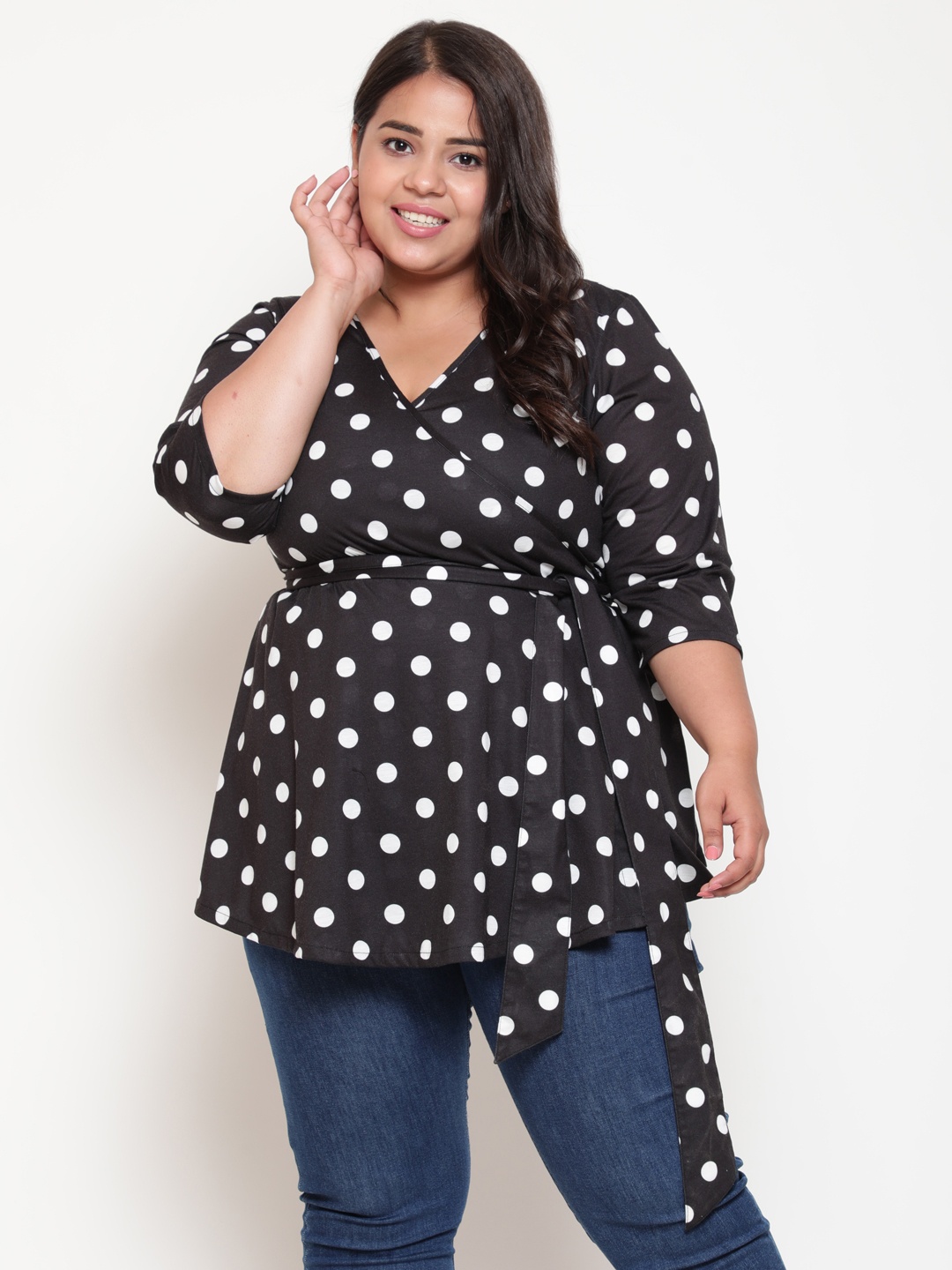 

Amydus Women Black Print Wrap Top