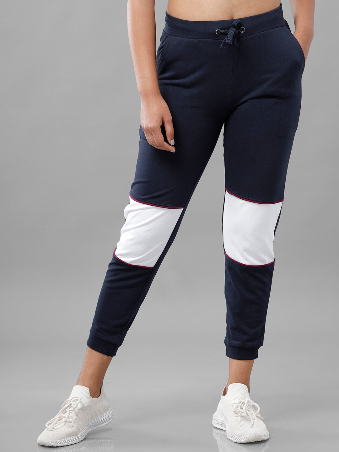 

De Moza Women Navy Blue Solid Pure Cotton Joggers