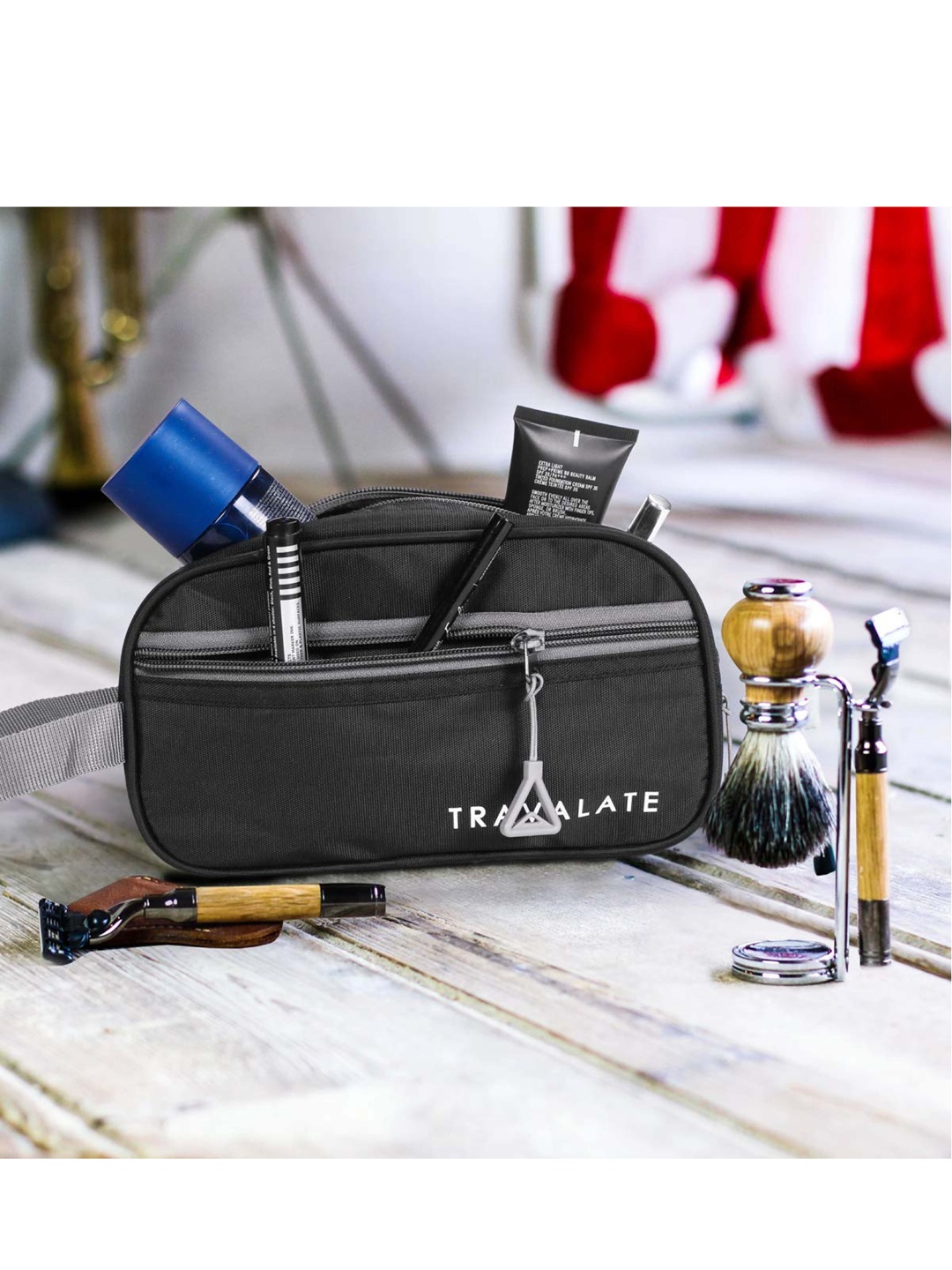 

TRAVALATE Charcoal Grey Solid Travel Pouch