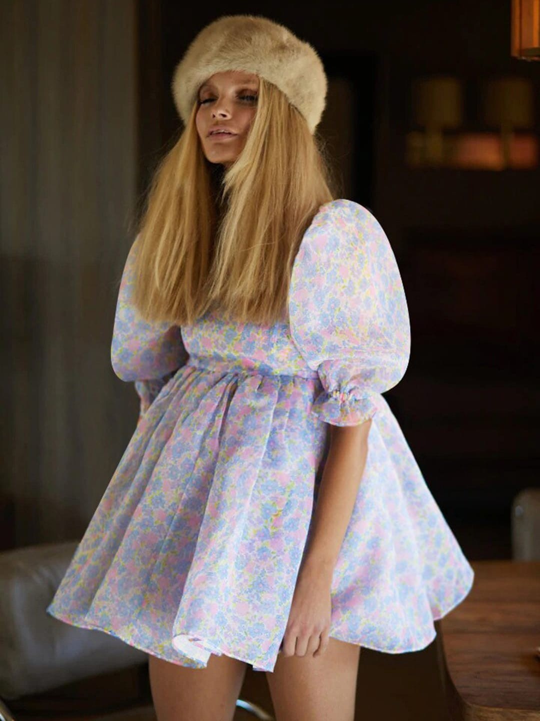 

BoStreet Lavender & Pink Floral Mini Dress
