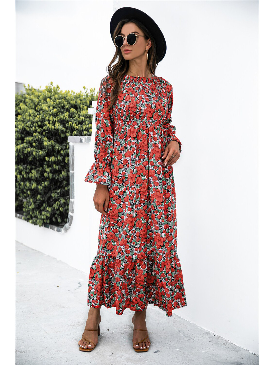 

BoStreet Red Floral Maxi Dress