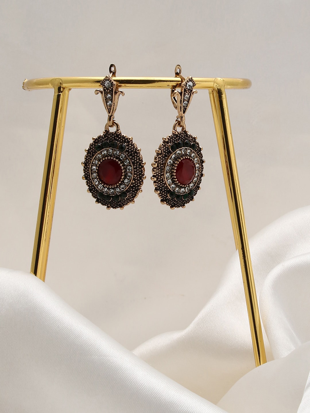 

SOHI Women Black Gold Plated Contemporary Drop Earrings