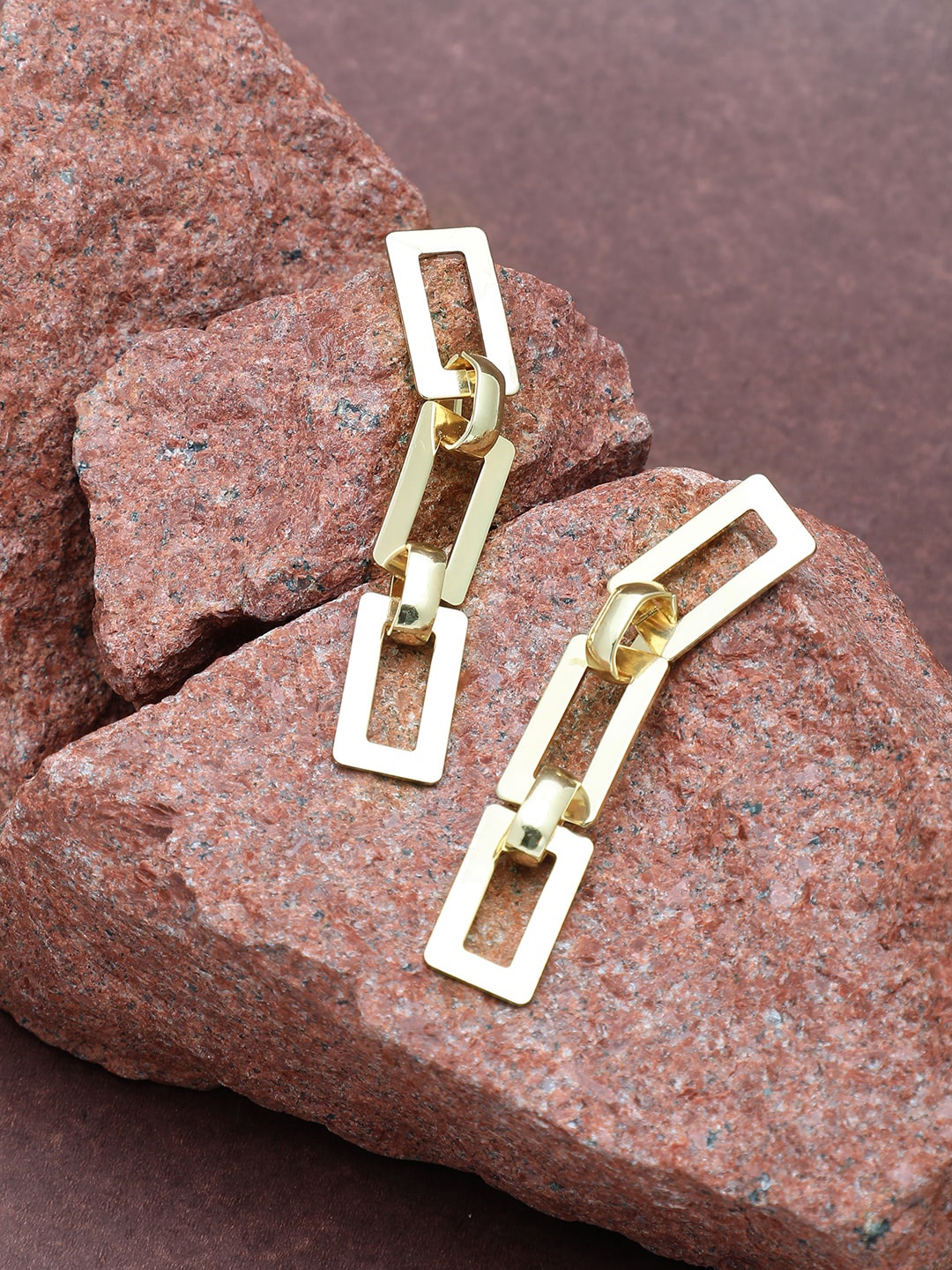 

SOHI Gold-Toned Contemporary Drop Earrings