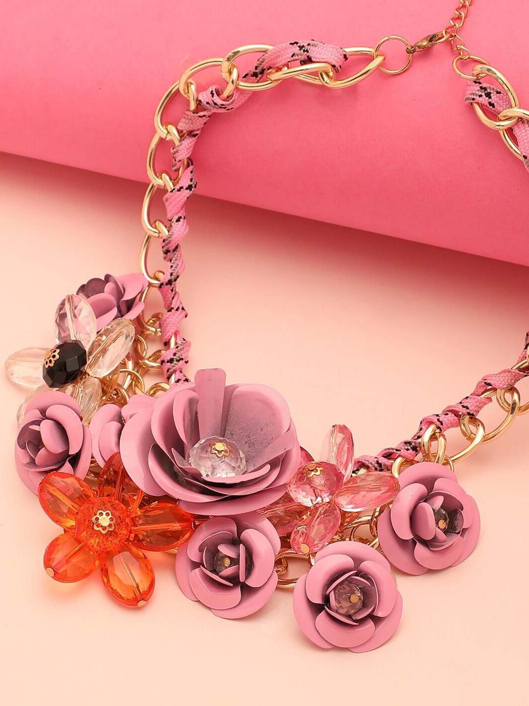 

SOHI Gold-Toned & Pink Gold-Plated Necklace