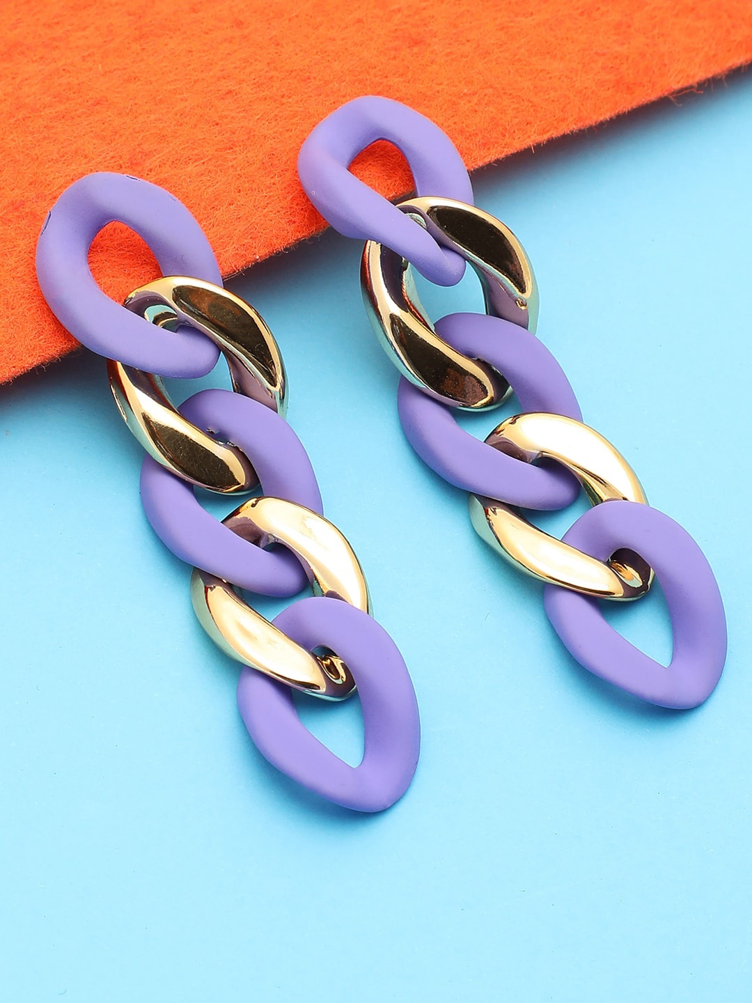 

SOHI Purple Contemporary Hoop Earrings