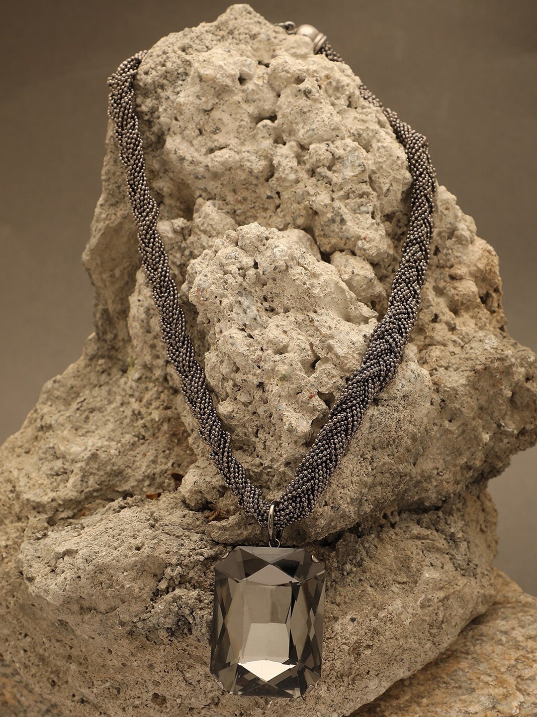 

SOHI Grey & Silver-Plated Necklace